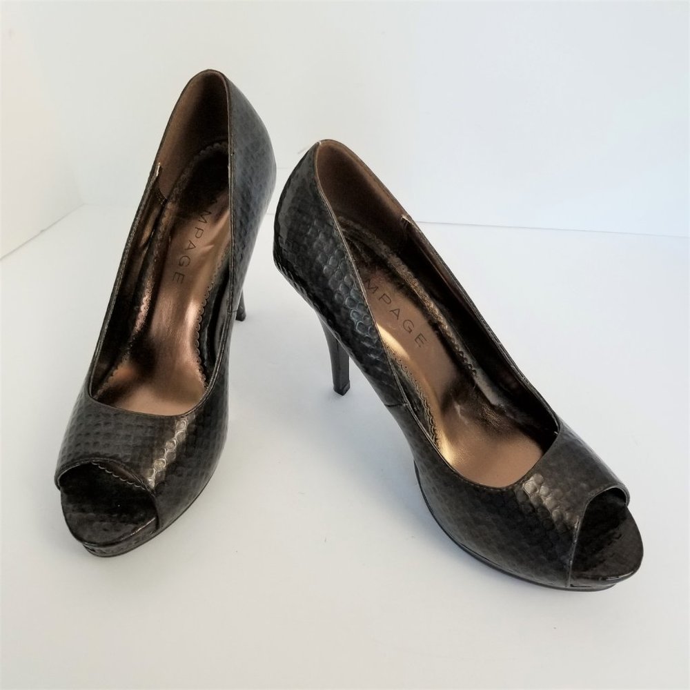 RAMPAGE Classic Copper Brown Peep Platform Heels